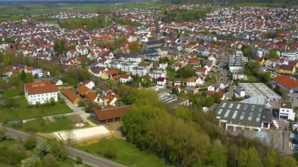 Widok Lotu Ptaka Miasto Wasseralfingen Niemczech Słoneczny Wiosenny Dzień Podczas — Wideo stockowe