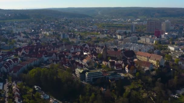 Vue Aérienne Ville Leonberg Allemagne Par Matin Ensoleillé Début Printemps — Video