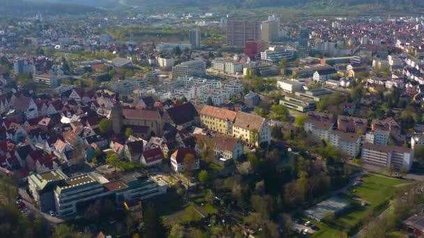 Widok Powietrza Miasto Leonberg Niemczech Słoneczny Poranek Wczesną Wiosną — Wideo stockowe