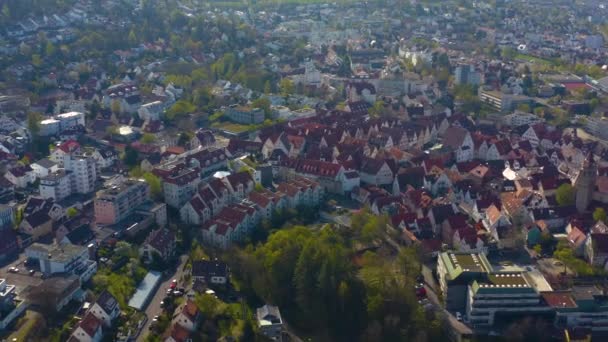 Veduta Aerea Della Città Leonberg Germania Una Mattina Sole All — Video Stock