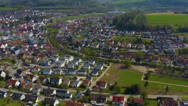 Vue Aérienne Ville Huettlingen Allemagne Par Une Journée Ensoleillée Printemps — Video