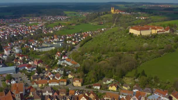 Vue Aérienne Ville Ellwangen Allemagne Par Une Journée Ensoleillée Printemps — Video