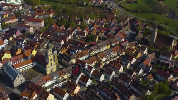 Widok Lotu Ptaka Miasto Crailsheim Niemczech Słoneczny Wiosenny Dzień Podczas — Wideo stockowe