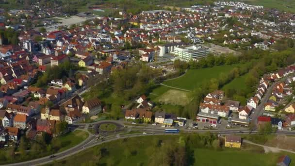 Widok Lotu Ptaka Miasto Crailsheim Niemczech Słoneczny Wiosenny Dzień Podczas — Wideo stockowe