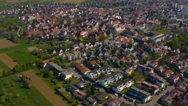 Letecký Pohled Obec Mnchingen Německu Slunečného Jara — Stock video