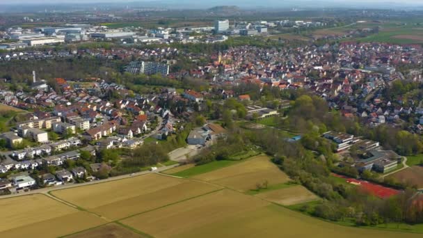 Vue Aérienne Ville Schwieberdingen Allemagne Par Une Journée Ensoleillée Début — Video