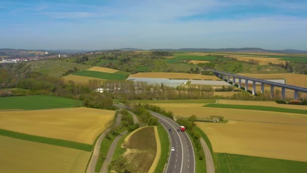 Aerial View City Vaihingen Der Enz Fields Train Tracks Streets — Stock Video