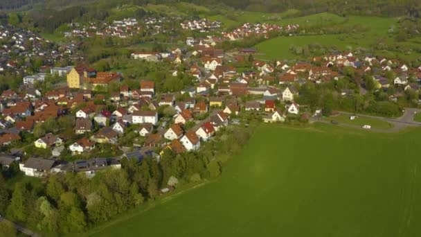 Widok Lotu Ptaka Miasto Michelbach Der Bilz Niemczech Słoneczny Wiosenny — Wideo stockowe