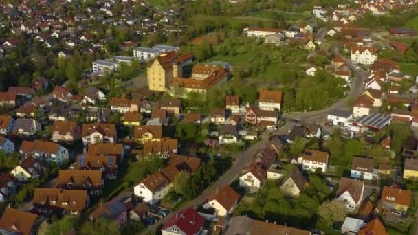 Vue Aérienne Ville Michelbach Der Bilz Allemagne Par Une Journée — Video