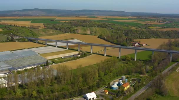 Aerial View City Vaihingen Der Enz Fields Train Tracks Streets — Stock Video