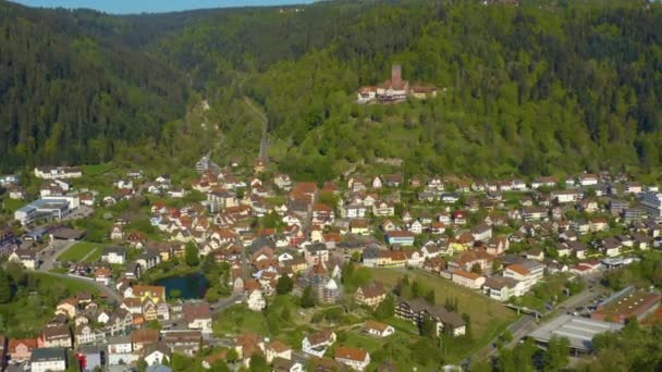 Vue Aérienne Ville Bad Liebenzell Printemps Pendant Confinement Coronavirus — Video