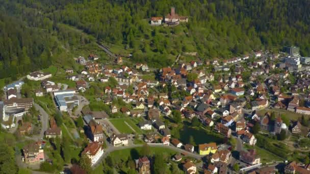 Vue Aérienne Ville Bad Liebenzell Printemps Pendant Confinement Coronavirus — Video