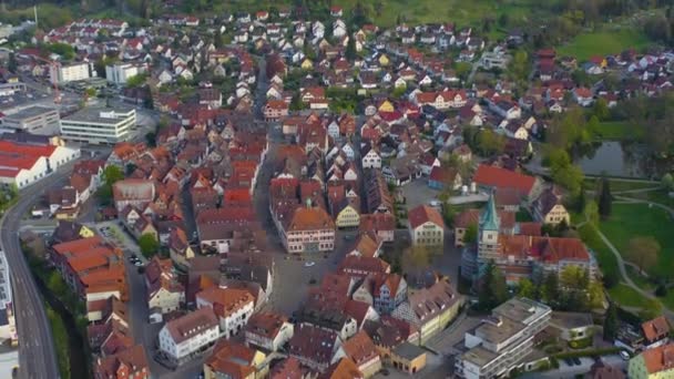 Flygfoto Över Staden Murrhardt Tyskland Solig Vårdag Coronavirus Nedstängning — Stockvideo