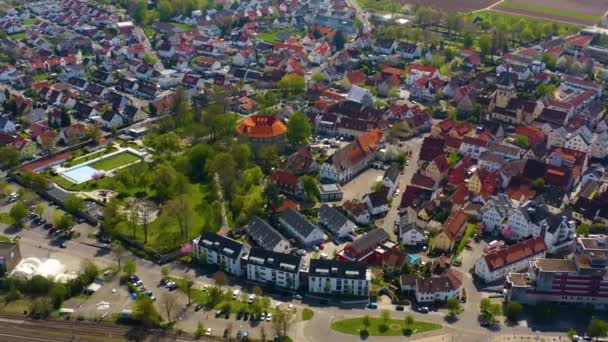 Letecký Pohled Město Sachsenheim Německu Slunečného Dne Začátku Jara — Stock video
