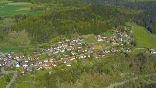 Légi Felvétel Falvakról Pfrondorf Emmingen Egy Napos Tavaszi Napon Koronavírus — Stock videók