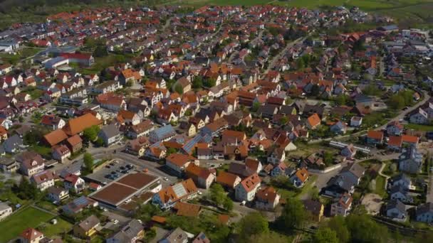 Flygfoto Över Staden Loechgau Tyskland Solig Dag Början Våren — Stockvideo