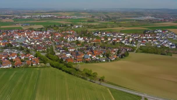 Flygfoto Över Byn Erligheim Tyskland Solig Dag Början Våren — Stockvideo