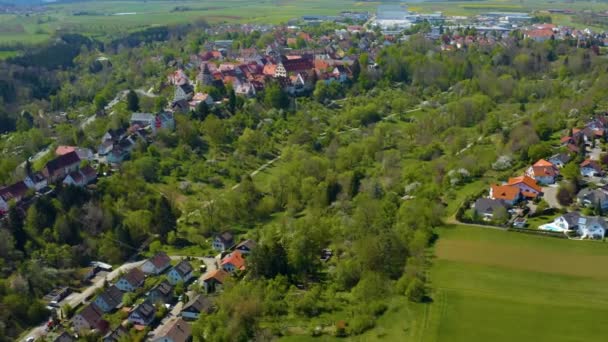 Vista Aérea Cidade Rosenfeld Primavera Durante Bloqueio Coronavírus — Vídeo de Stock