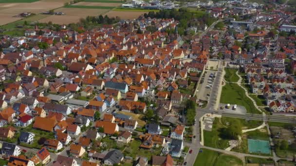 Vista Aérea Cidade Bnnigheim Alemanha Dia Ensolarado Início Primavera — Vídeo de Stock