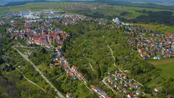 Rosenfeld Şehrinin Ilkbaharda Koronavirüs Kilitlenmesi Sırasındaki Hava Görüntüsü — Stok video