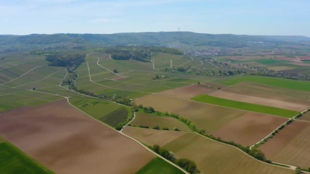 Aerial View Fields Vineyards City Schweigern Germany Sunny Morning Early — Stock Video