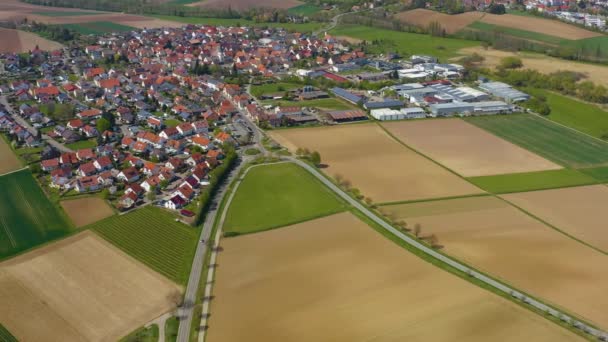 Légi Kilátás Körül Falu Stockheim Németországban Egy Napos Reggel Kora — Stock videók
