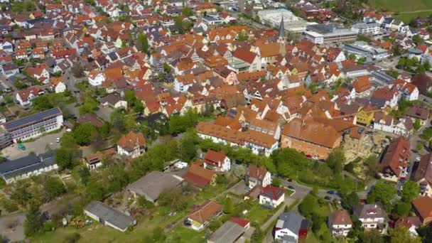 Vista Aérea Ciudad Brackenheim Alemania Día Soleado Principios Primavera — Vídeos de Stock