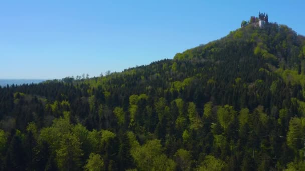 Вид Воздуха Замок Гогенцоллерн Солнечный День Весной — стоковое видео