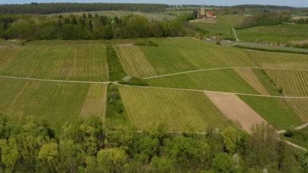 Vista Aérea Alrededor Del Castillo Hohenzollern Día Soleado Primavera — Vídeos de Stock