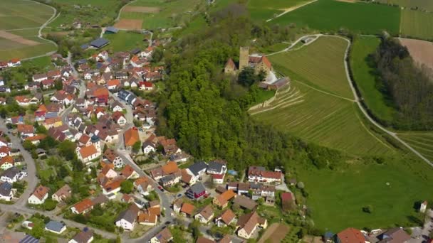 Luftaufnahme Des Dorfes Und Der Burg Neipperg Deutschland Einem Sonnigen — Stockvideo