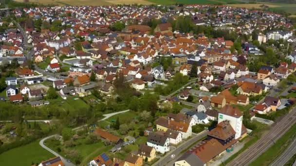 Widok Powietrza Miasto Schweigern Niemczech Słoneczny Dzień Wczesną Wiosną — Wideo stockowe