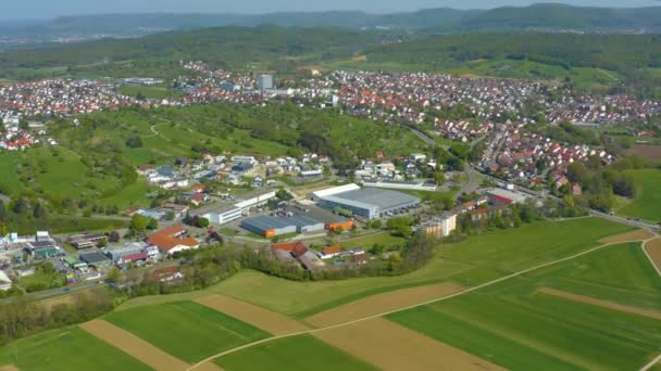 Légi Felvétel Város Dusslingen Tavasszal Egy Napsütéses Napon Során Koronavírus — Stock videók