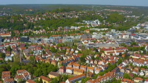 Vista Aérea Cidade Tuebingen Primavera Durante Bloqueio Coronavírus — Vídeo de Stock