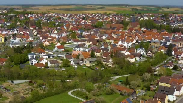 Luchtfoto Van Schweigern Duitsland Een Zonnige Dag Het Vroege Voorjaar — Stockvideo