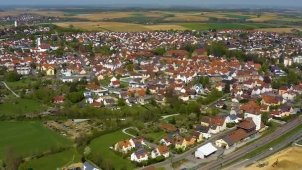Вид Воздуха Город Швейгерн Германии Солнечный День Ранней Весной — стоковое видео