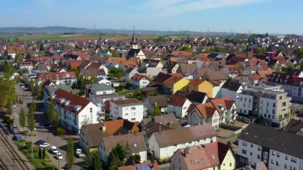 Vue Aérienne Ville Leingarten Allemagne Par Une Journée Ensoleillée Début — Video