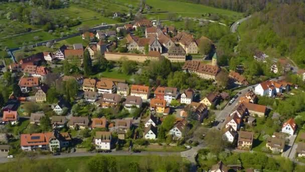 Luchtfoto Van Het Klooster Bebenhausen Het Voorjaar Tijdens Afsluiting Van — Stockvideo