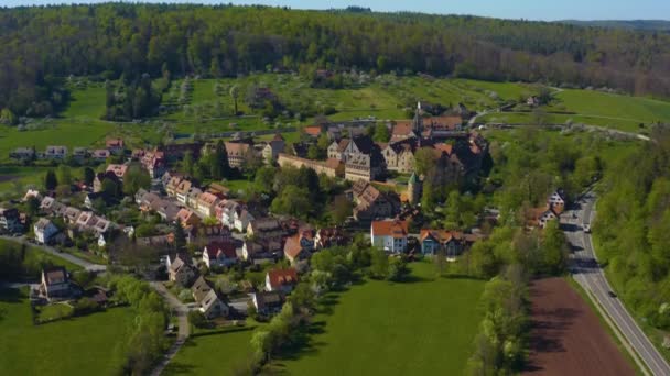 Luchtfoto Van Het Klooster Bebenhausen Het Voorjaar Tijdens Afsluiting Van — Stockvideo