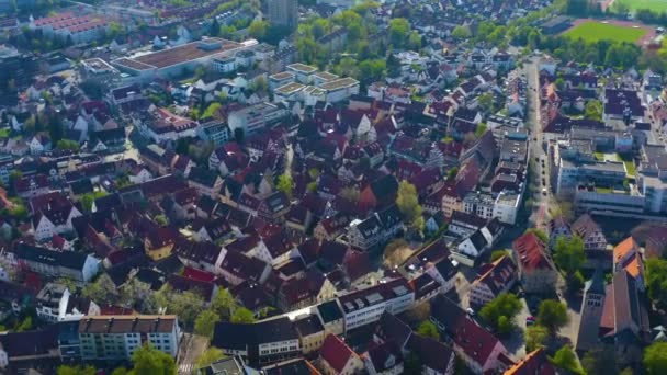 Lkbaharda Koronavirüs Kilitlenmesi Sırasında Sindelfingen Şehrinin Hava Görüntüsü — Stok video