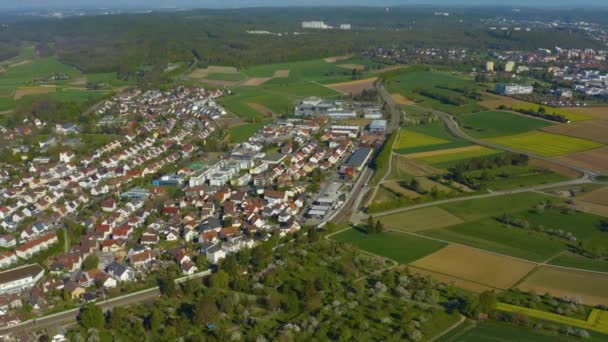 Vista Aérea Ciudad Magstadt Primavera Durante Cierre Del Coronavirus — Vídeos de Stock