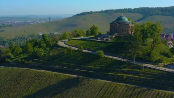 Flygfoto Över Sepulchral Kapell Wrttemberg Kulle Stuttgart Våren Coronavirus Nedstängning — Stockvideo