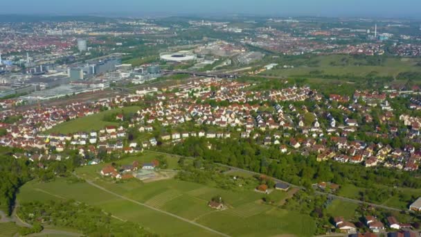 Flygfoto Över Sepulchral Kapell Wrttemberg Kulle Stuttgart Våren Coronavirus Nedstängning — Stockvideo