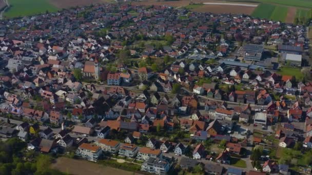 Letecký Pohled Obec Ilsfeld Německu Slunečného Dne Začátku Jara — Stock video