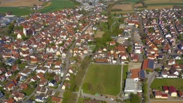 Flygfoto Över Byn Ilsfeld Tyskland Solig Dag Tidigt Våren — Stockvideo