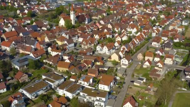 Letecký Pohled Obec Ilsfeld Německu Slunečného Dne Začátku Jara — Stock video