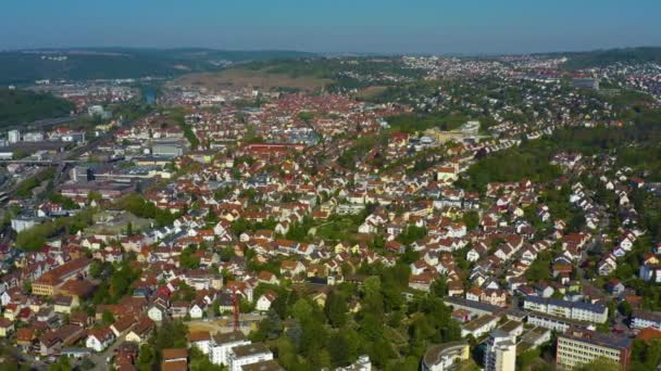 Vue Aérienne Ville Esslingen Par Une Matinée Ensoleillée Printemps Pendant — Video