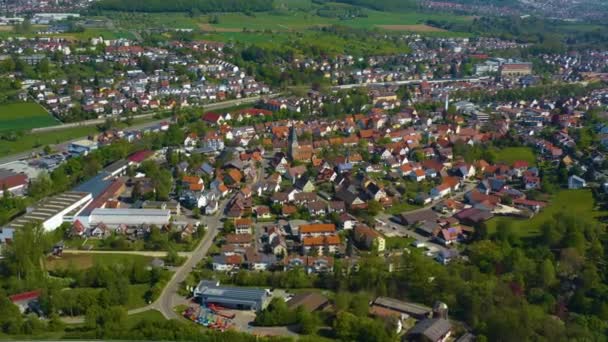 Aerial View City Faurndau Uhingen Spring Coronavirus Lockdown — Stock Video