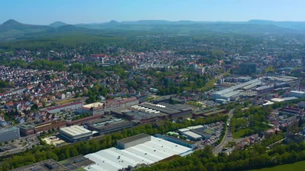 Вид Воздуха Город Goeppingen Весной Время Блокировки Коронавируса — стоковое видео
