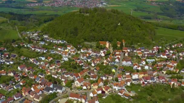 Widok Lotu Ptaka Miasto Zamek Hohenstaufen Słoneczny Dzień Wiosny Podczas — Wideo stockowe