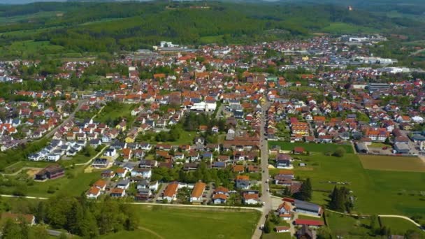 Vista Aérea Cidade Suessen Primavera Durante Bloqueio Coronavírus — Vídeo de Stock